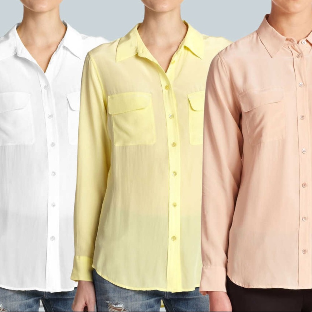 Equipment Slim Signature Silk Blouse in Yellow
